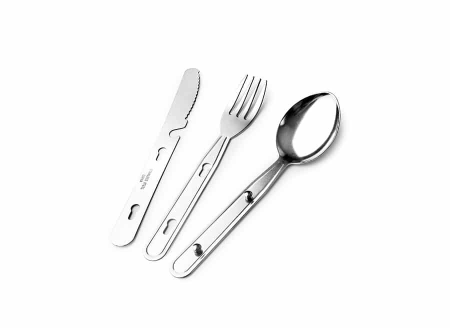 set cubiertos camping inox CUBIERTOS CAMPING INOX (SET CUCHAR+TENEDOR+CUCHILLO) - Imagen 1